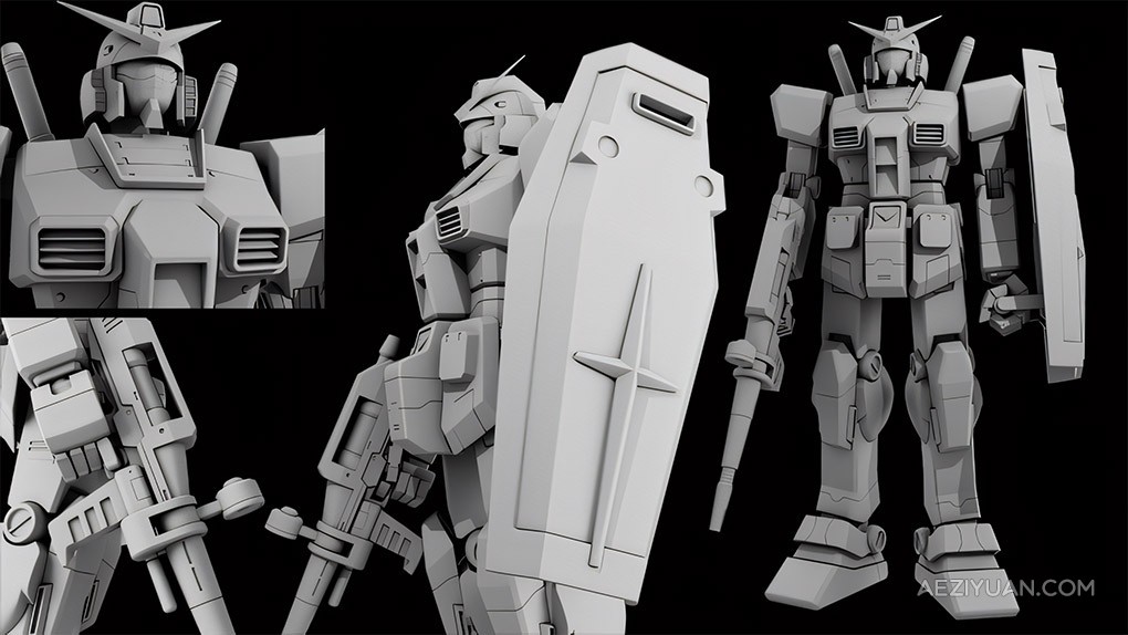 Maya高达机器人建模完整制作流程视频教程 Creating a Gundam Character in Maya 2022高达,机器人,建模,完整,制作 - AE资源网 www.aeziyuan.com