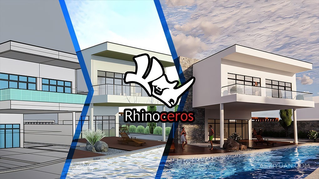 Rhino别墅建筑场景设计完整工作流视频教程 Rhino Beginner's course: Designing a Villa - AE资源网 www.aeziyuan.com