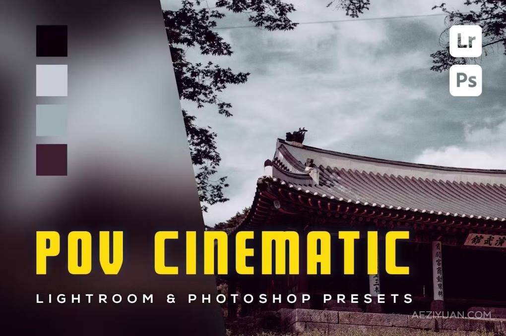 电影色彩Lightroom调色预设 6 POV Cinematic Presets Lightroom and Photoshop电影色彩lr预设,LR调色预设,街拍风光lr预设 - AE资源网 www.aeziyuan.com