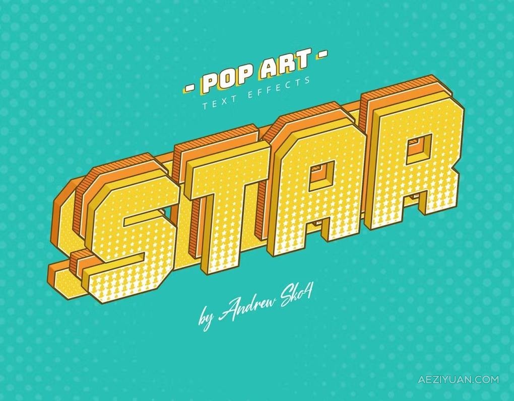 8个波普艺术效果分层切片文本LOGO图形海报风格设计PS样式模板 Sliced Pop Art – Text Effects艺术效果,分层,切片,文本,图形 - AE资源网 www.aeziyuan.com