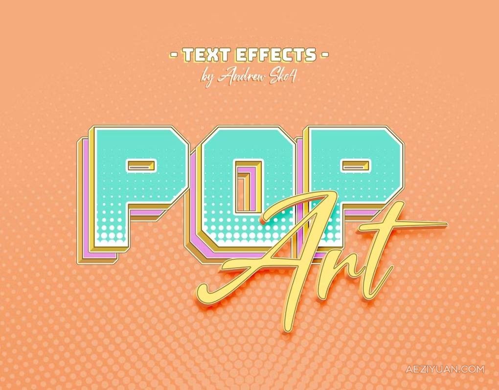 8个波普艺术效果分层切片文本LOGO图形海报风格设计PS样式模板 Sliced Pop Art – Text Effects艺术效果,分层,切片,文本,图形 - AE资源网 www.aeziyuan.com