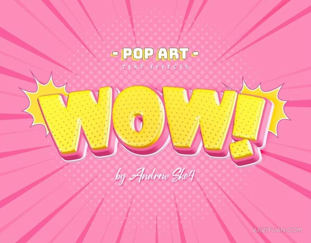 8个波普艺术效果分层切片文本LOGO图形海报风格设计PS样式模板 Sliced Pop Art – Text Effects艺术效果,分层,切片,文本,图形 - AE资源网 www.aeziyuan.com