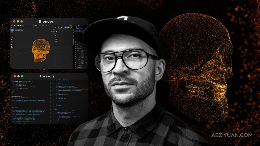 Blender和Three.js震撼3D粒子场景制作视频教程-中文字幕blender,震撼,场景,视频教程,中文字幕 - AE资源网 www.aeziyuan.com