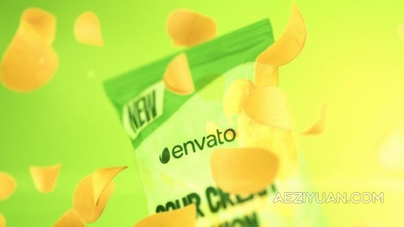 3D薯片零食包装广告片品牌宣传视频-AE模板 Ultimate Snacks Commercial - AE资源网 www.aeziyuan.com