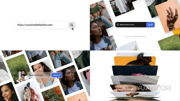 响应式搜索栏马赛克照片墙介绍场景-AE模板 Mosaic Search Intros - AE资源网 www.aeziyuan.com
