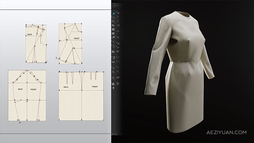 Clo3d时装设计图案样式制作视频教程 Pattern making for fashion design in Clo3d - AE资源网 www.aeziyuan.com