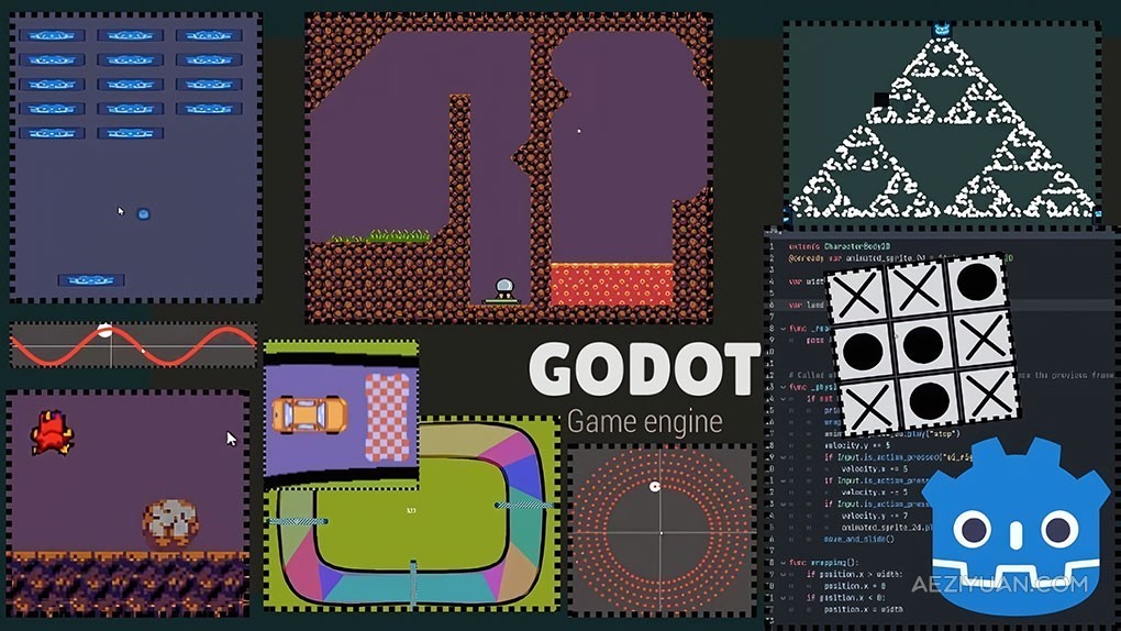 Godot小游戏快速实例制作流程视频教程 中文字幕 LEARNING GODOT BY CREATING SIMPLE GAMES - AE资源网 www.aeziyuan.com