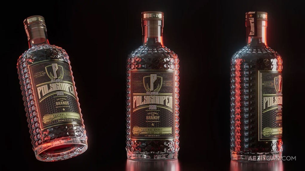 C4D与Redshift酒瓶建模与渲染制作流程视频教程 Advanced Bottle Modeling and Rendering in Cinema 4D and Redshift - AE资源网 www.aeziyuan.com