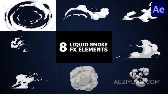 手绘烟雾流体特效叠加层图形动画-AE模板 Liquid Smoke Elements - AE资源网 www.aeziyuan.com