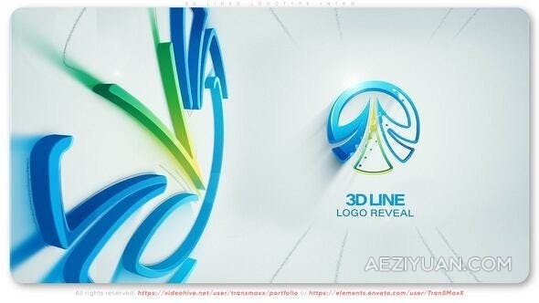 建筑企业风格绘画笔触动画制作3D线条LOGO标识-AE模板 3D Lines Logotype IntroAE模板,VIP,LOGO - AE资源网 www.aeziyuan.com