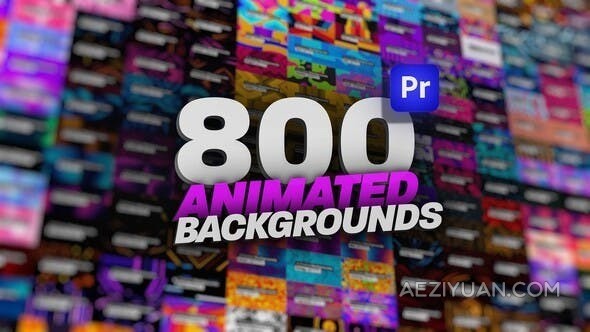 800种可循环响应式设计色彩鲜艳的动画背景元素包-PR模板 Animated Backgrounds Pack For Premiere ProPR模板,VIP,背景 - AE资源网 www.aeziyuan.com