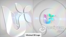 艺术大气白色干净3D LOGO动画视频片头效果 AE模板 AE工程文件 Minimal 3D Logo Reveal