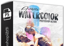 艺术水彩Photoshop动作 Artistic Watercolor Photoshop Action 附视频教程