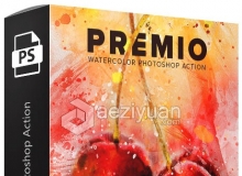 水彩涂抹中文版PS动作 Premio Watercolor Photoshop Action 支持PS CC2018