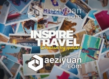 旅游类多张照片堆积旋转展示动画AE模板 Videohive Inspiring Travel Photo Slideshow