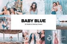 奇幻电影蓝调Lightroom预设APP滤镜与LUT预设 Baby Blue Lightroom Presets & LUT