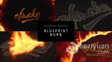 蓝图燃烧火焰火花黄金色LOGO动画片头真金不怕火 AE模板 AE工程文件 Blueprint Burn