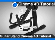 C4D吉他支架建模材质渲染视频教程 Guitar Stand Cinema 4D Tutorial