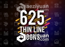 625个线条风格类Icons图标动画AE模板 Videohive 625 Thin Line Icons