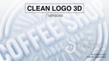 7种3D明亮标志视频动画适合制作公司LOGO片头 AE模板 AE工程文件 Clean Logo 3D Reveal (7-Pack)