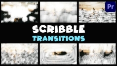 光学效果的卡通过渡动态涂鸦转场动画-PR模板 Scribble Transitions