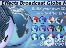 广播3D全球制造商电视栏目AE模板 Videohive Broadcast Globe Maker