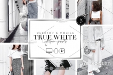 INS明亮通透奶油白街拍人像LR预设/APP滤镜 TRUE WHITE - Lightroom Presets