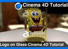 C4D玻璃杯标志LOGO模型建模材质渲染视频教程 Logo on Glass Cinema 4D Tutorial