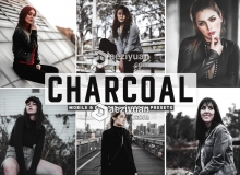 时尚人像中性灰色调Lightroom预设/APP预设 Charcoal Pro Lightroom Presets