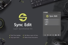 Photoshop多图层编辑同步扩展面板 Sync Edit – Layer Synchronize Kit 汉化版