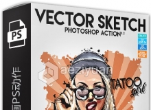 矢量卡通插画动作 Vector Sketch Photoshop Action 附视频教程