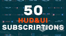 PR模板-50 HUD UI Subscriptions全息技术标题科技字幕