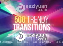 500种信号干扰破损图形水墨画笔平移旋转扭曲视频转场AE模板 Videohive Transitions