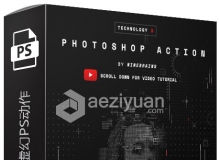 人工智能科技虚幻PS动作 Technology 3 Photoshop Action 附视频教程