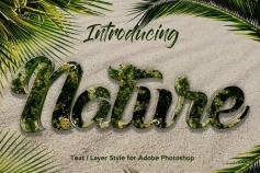 10种自然森林草地木纹砖墙铁锈泥土沙砾纹理PS图层样式 10 Natural Texture Text Effect