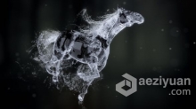 3D水效果跑马飞溅水花特效演绎LOGO动画片头 AE模板 AE工程文件 Splashing Horse Logo Reveal