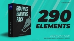 图形生成器290个标题版式标志背景信息图元素等10个类别PR模板 Graphics builders Pack MOGRT