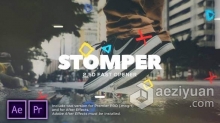 创意方块遮罩空间错位动画图文动画视频片头AE模板PR模板工程文件 Stomper Fast Opener