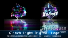 霓虹灯故障毛刺失真互联网游戏技术公司LOGO片头 AE模板 AE工程文件 Glitch Light Digital Logo