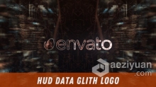 抽象大数据互联网技术介绍视频片头 AE模板 AE工程文件 HUD Data Glith Logo