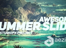 动感夏季度假摄影幻灯片相册动画AE模板 Videohive Awesome Summer Slide