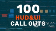 PR模板-100个HUD UI Call Outs科技字幕呼出指示线注释标题动画