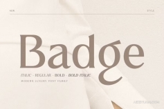 时尚优雅轻奢艺术产品包装排版LOGO品牌设计英文衬线字体 Badge – Modern Luxury Font Family