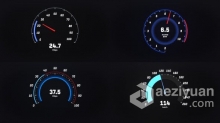 AE模板-各种汽车仪表板数字显示器仪表盘平显转速表和时速表信息图表工程文件下载