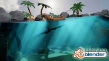 Blender 2.9热带海岛水景完整实例制作视频教程 Blender 2.9 Design & Render a Stylized Water Sce