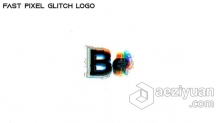 像素故障RGB变形拉伸LOGO动画 AE模板 AE工程文件 Fast Pixel Glitch Logo