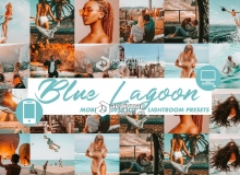 夏季旅拍橙色质感电脑+手机修图LR预设 Lightroom Preset Blue Lagoon