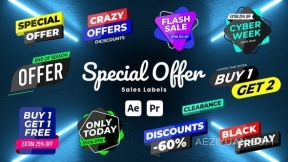 产品的折扣价格或特价优惠销售标签文字标题动画-AE&PR模板 Special Offer Sale labels