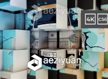 漂亮的3D立方体墙视频展示效果AE模板 3D Cubes Wall Slideshow in 4K