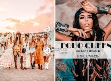 波西米亚旅拍时尚写真LR预设/APPL滤镜BOHO QUEEN LIGHTROOM PRESETS